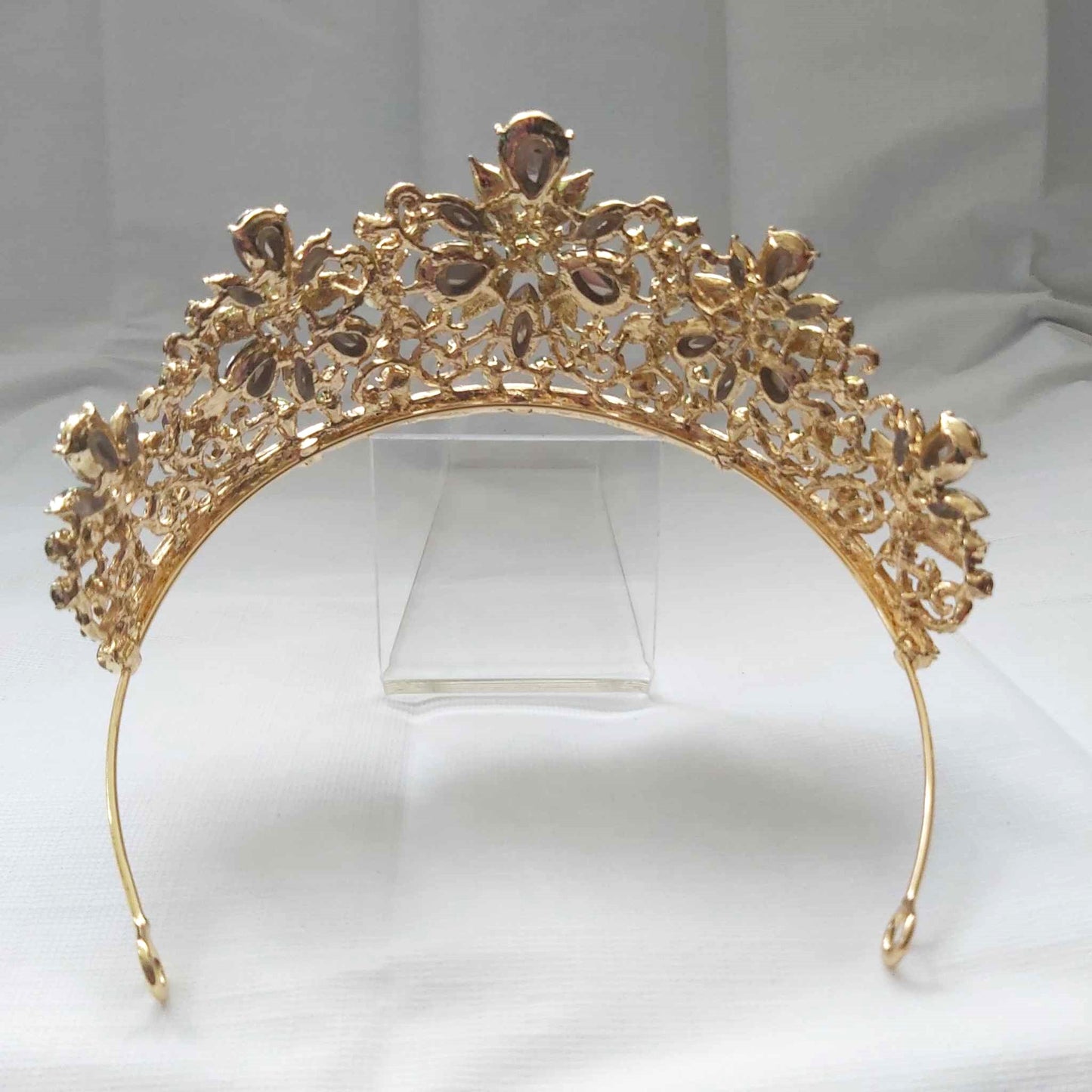 Green Rhinestones Crown Tiara Baroque (CR37)