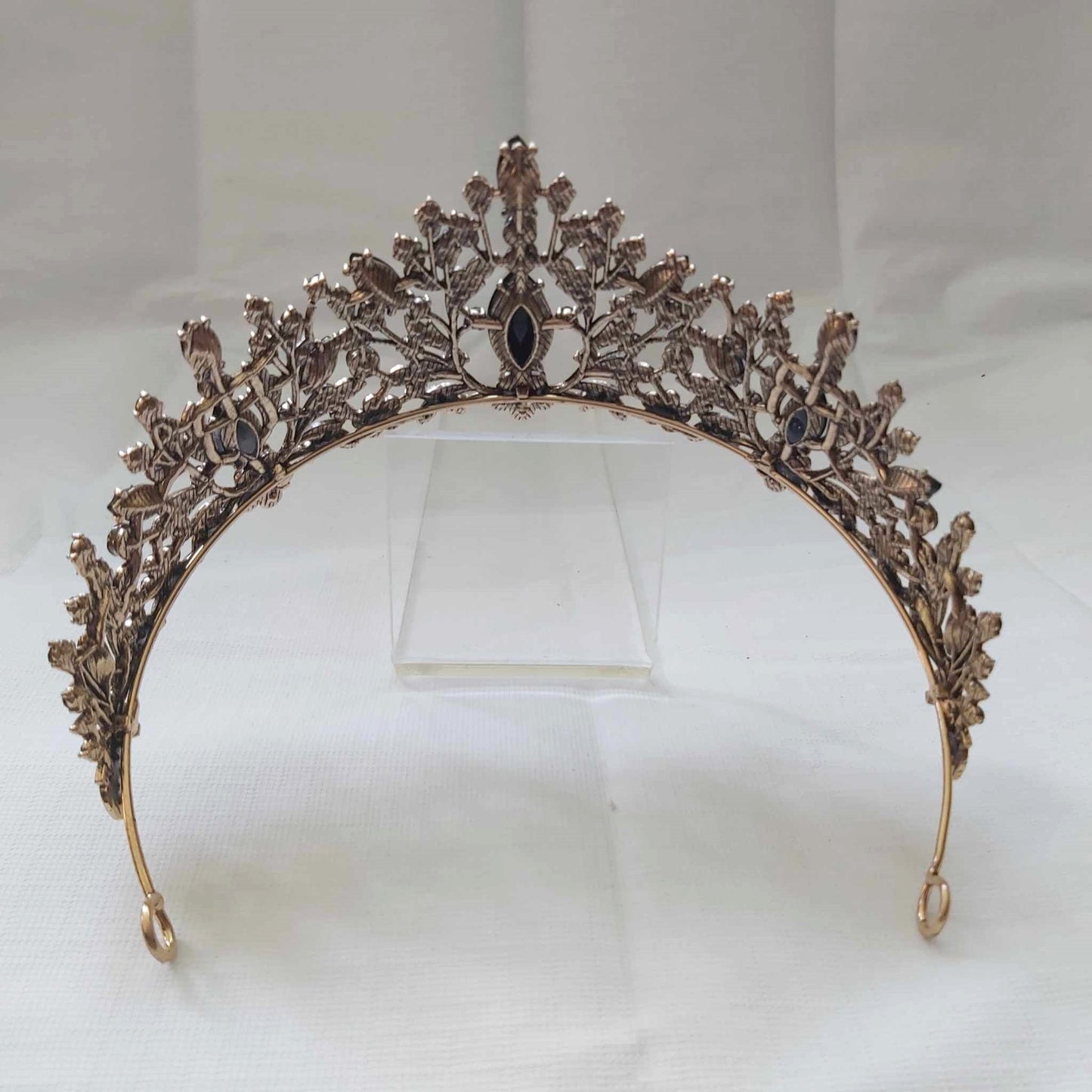Black Rhinestones Crown Tiara Baroque (CR47)