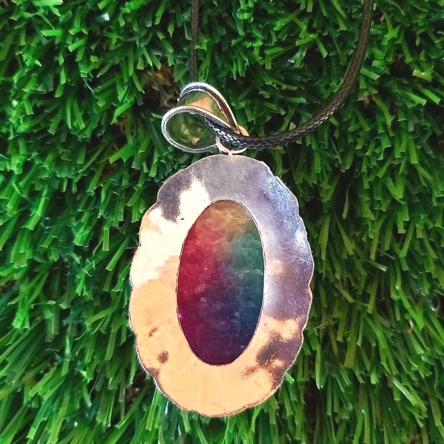 Rainbow Agate Grounding Gemstone Pendant (E2528)