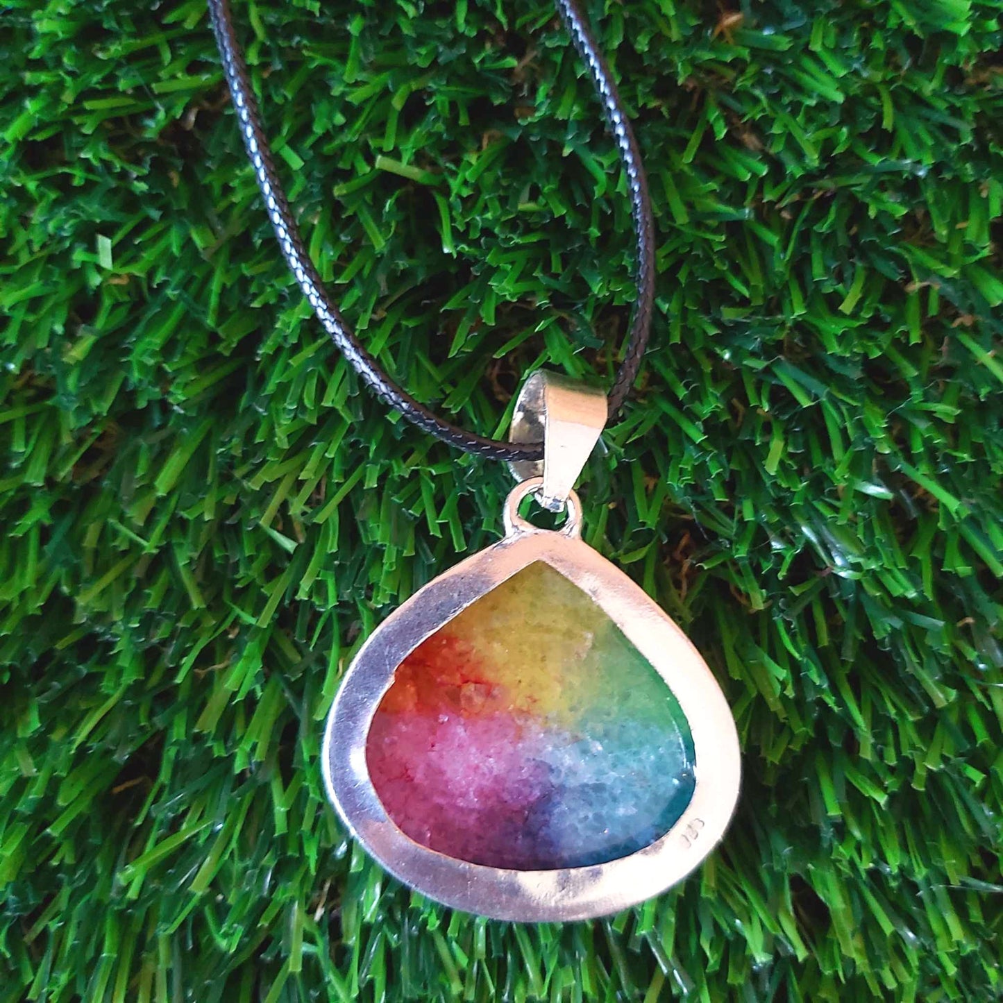 Rainbow Agate Grounding Gemstone Pendant (E2529)