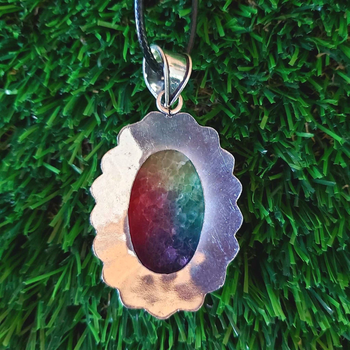 Rainbow Agate Grounding Gemstone Pendant (E2533)