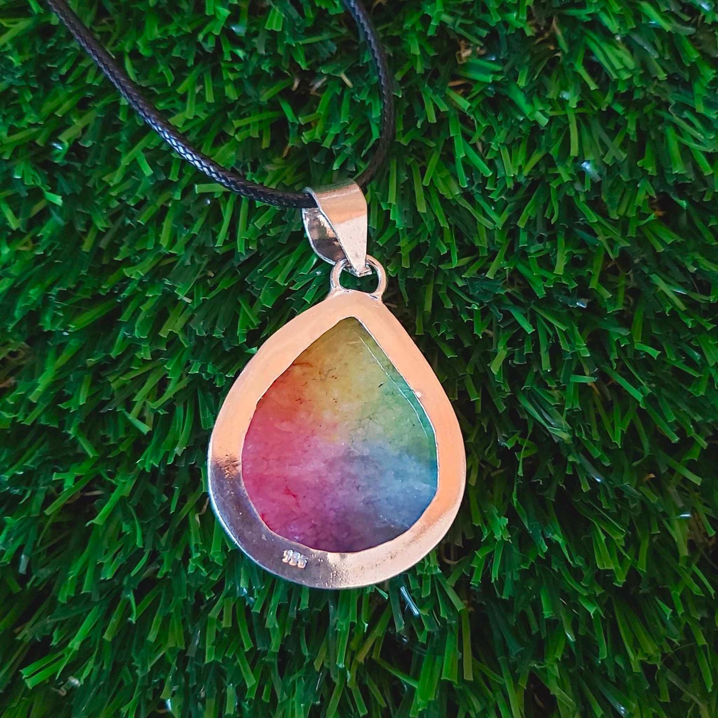 Rainbow Agate Grounding Gemstone Pendant (E2539)