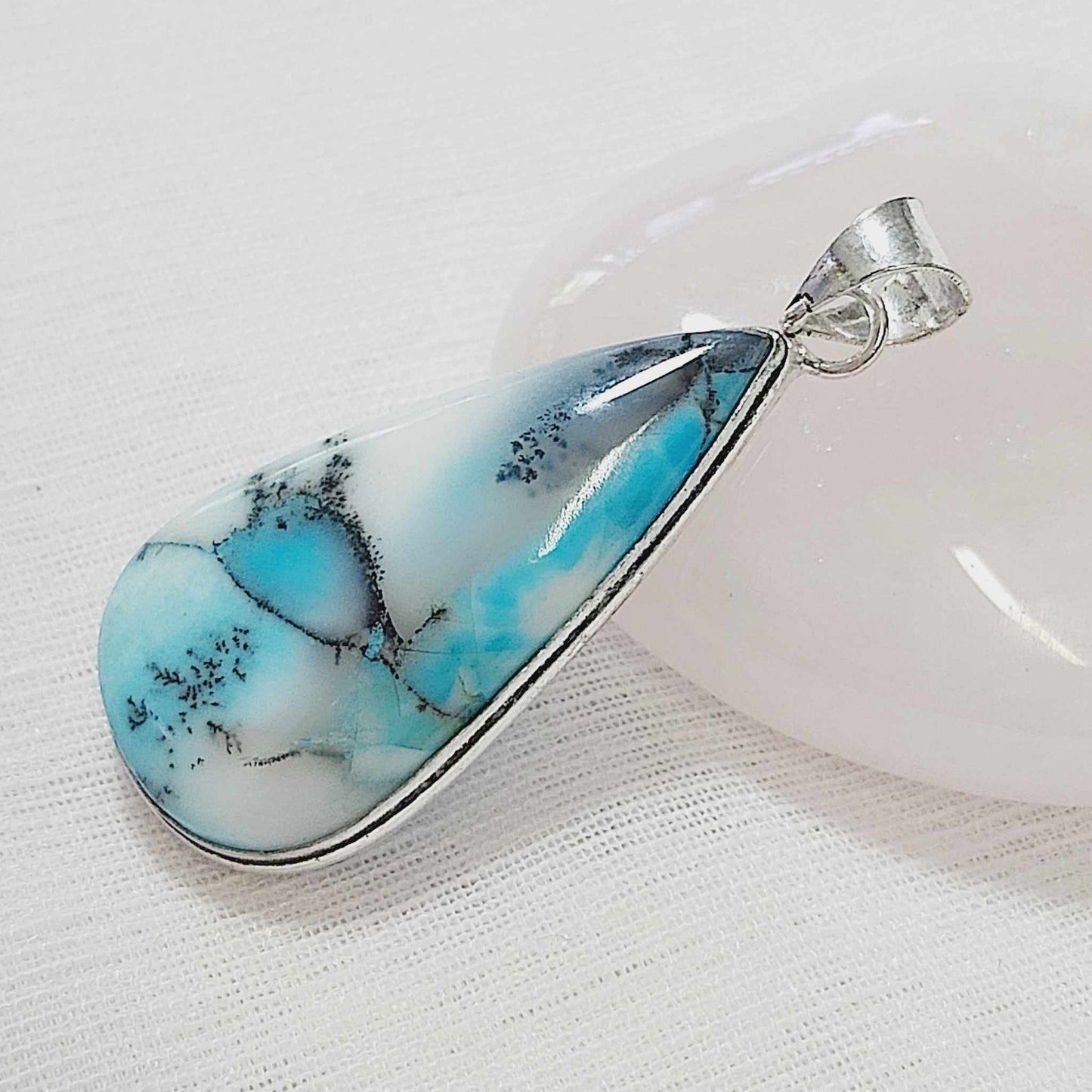 Dendritic Opal Gemstone Crystal Pendant (E727)