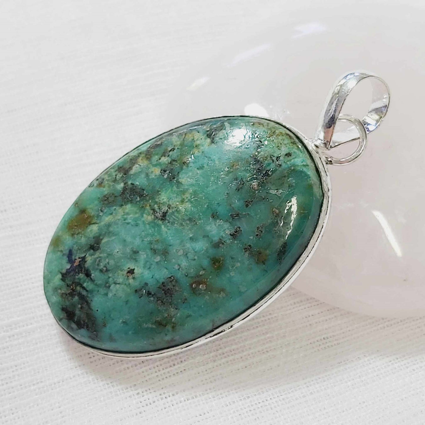 African Turquoise Good Luck Pendant (E744)