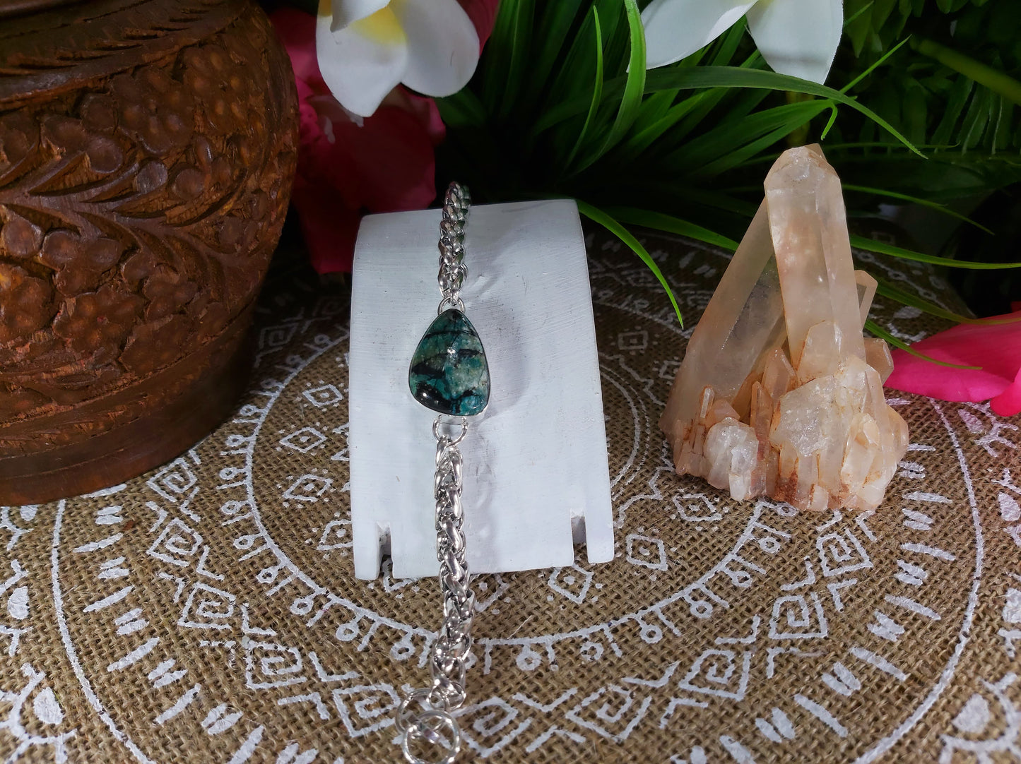 African Turquoise Gemstone Bracelet 20 cm (B17)