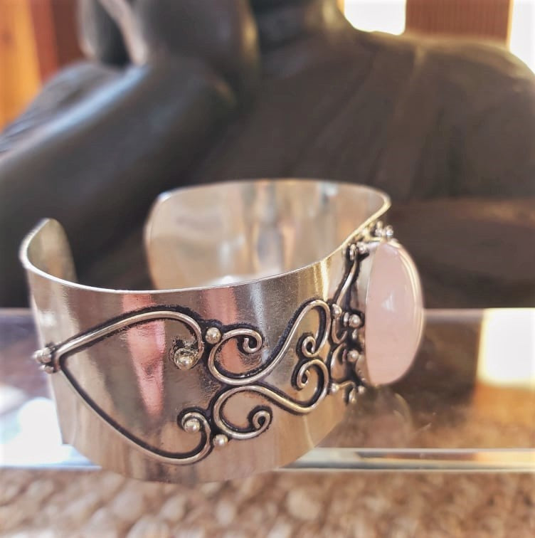 Rose Quartz True Love Gemstone Bracelet Bangle (B195)