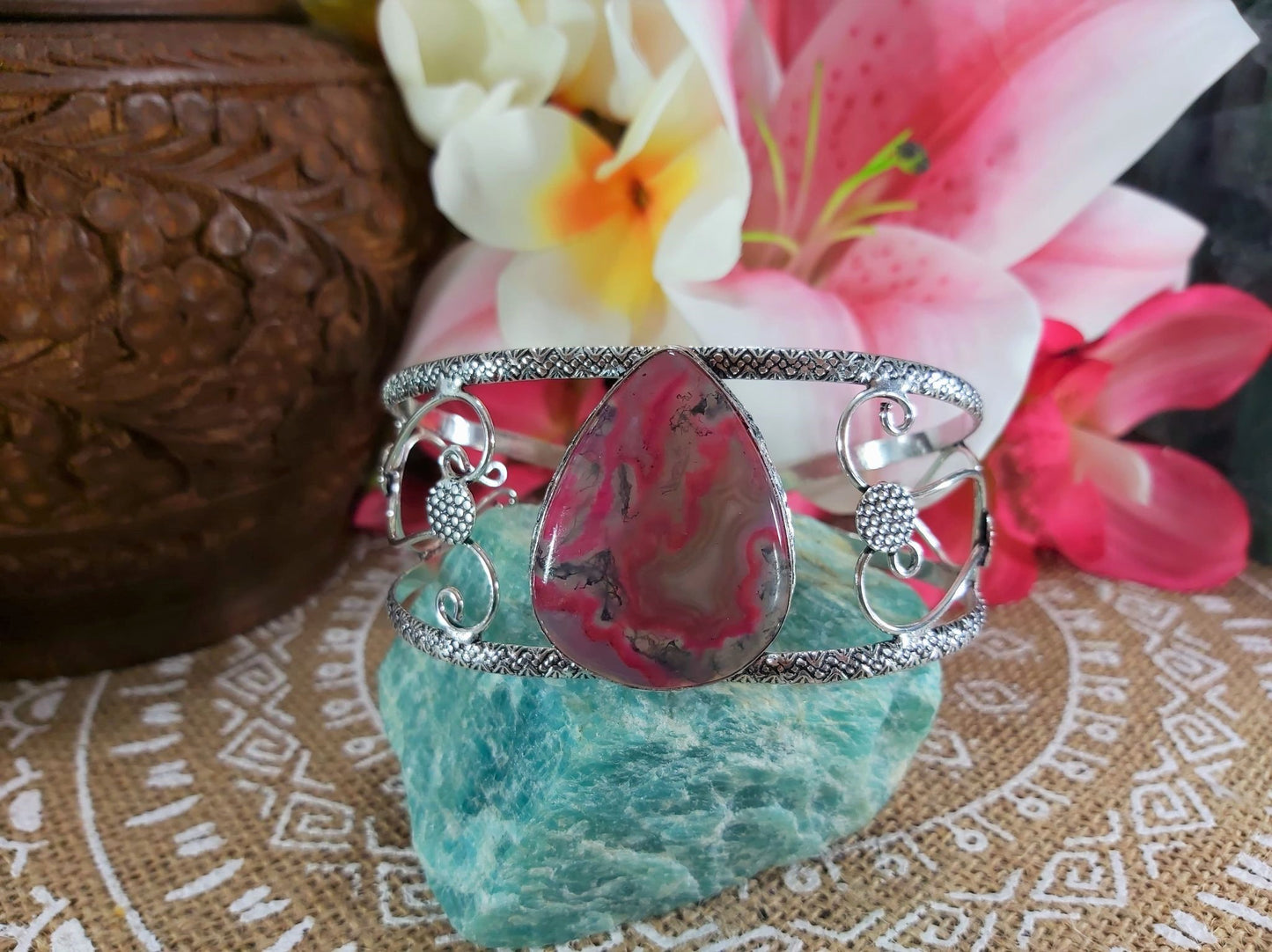 Moss Agate Inner Peace Gemstone Bangle (B46)