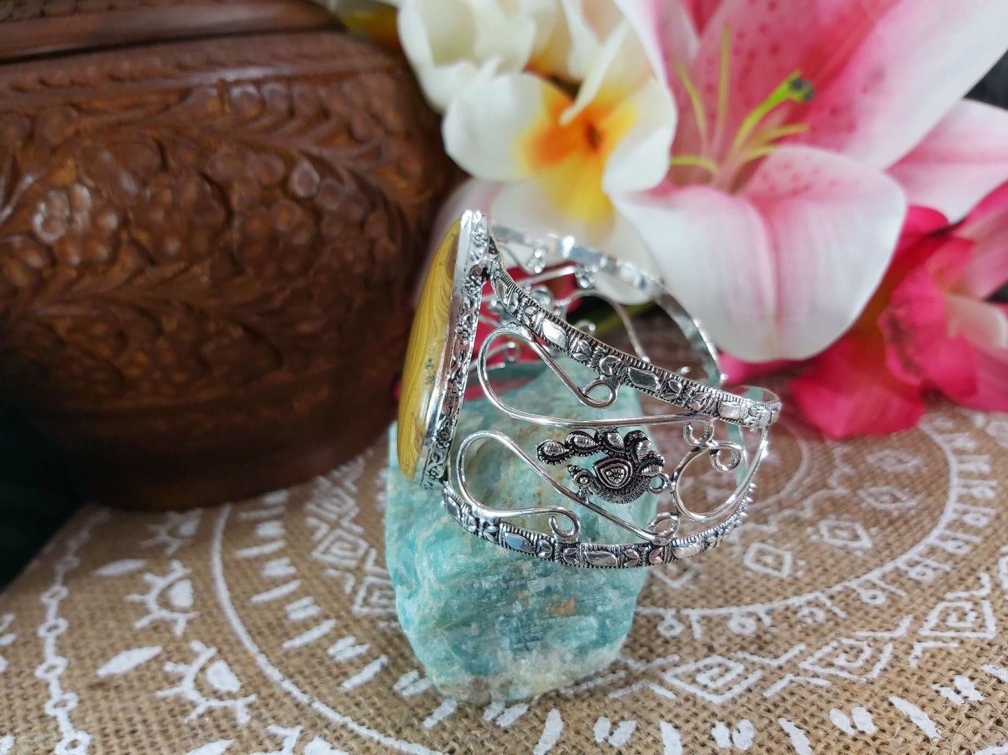 Picture Jasper Courage Gemstone Bangle (B48)