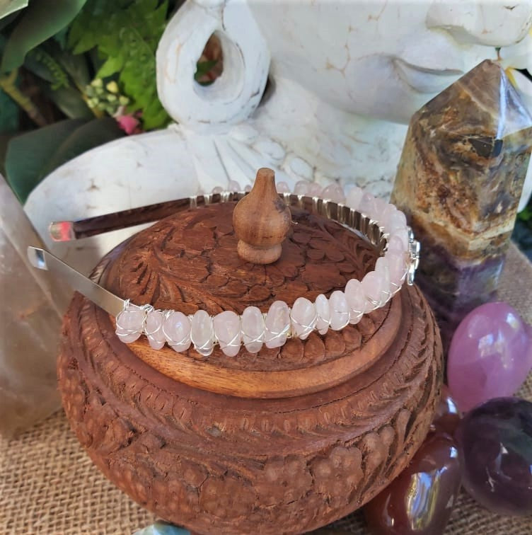 Rose Quartz Gemstone Crown Tiara Baroque Handmade (CR13)