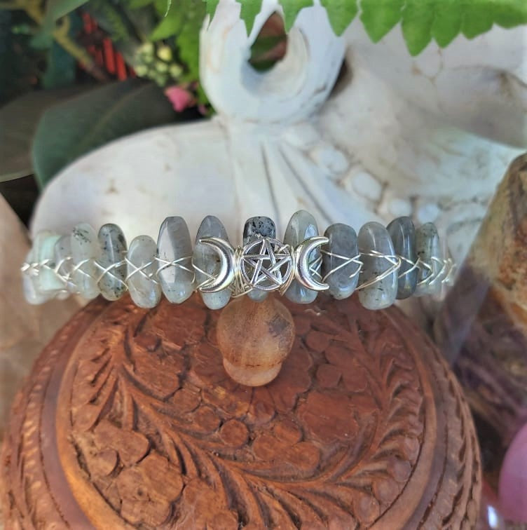 Labradorite Gemstone Crown Tiara Baroque Handmade (CR14)