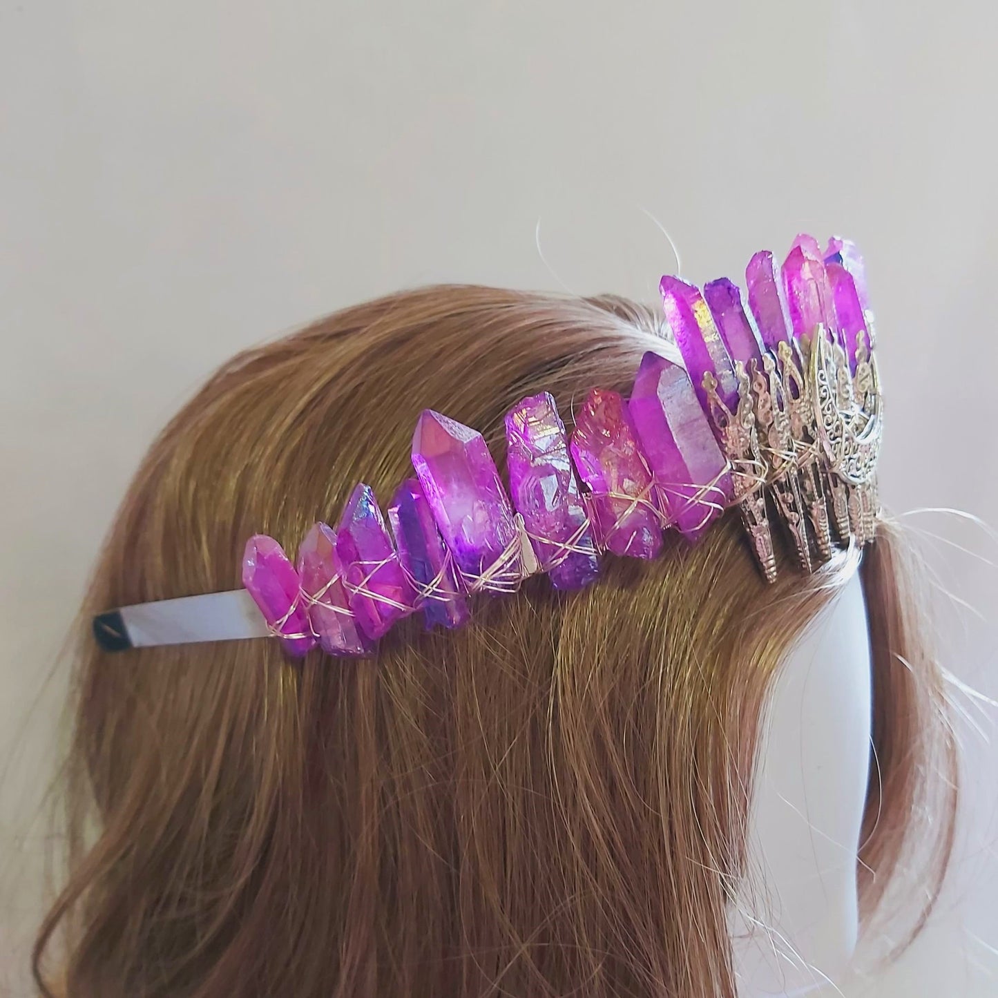 Quartz Crystal Gemstone Crown Tiara Handmade (CR46)