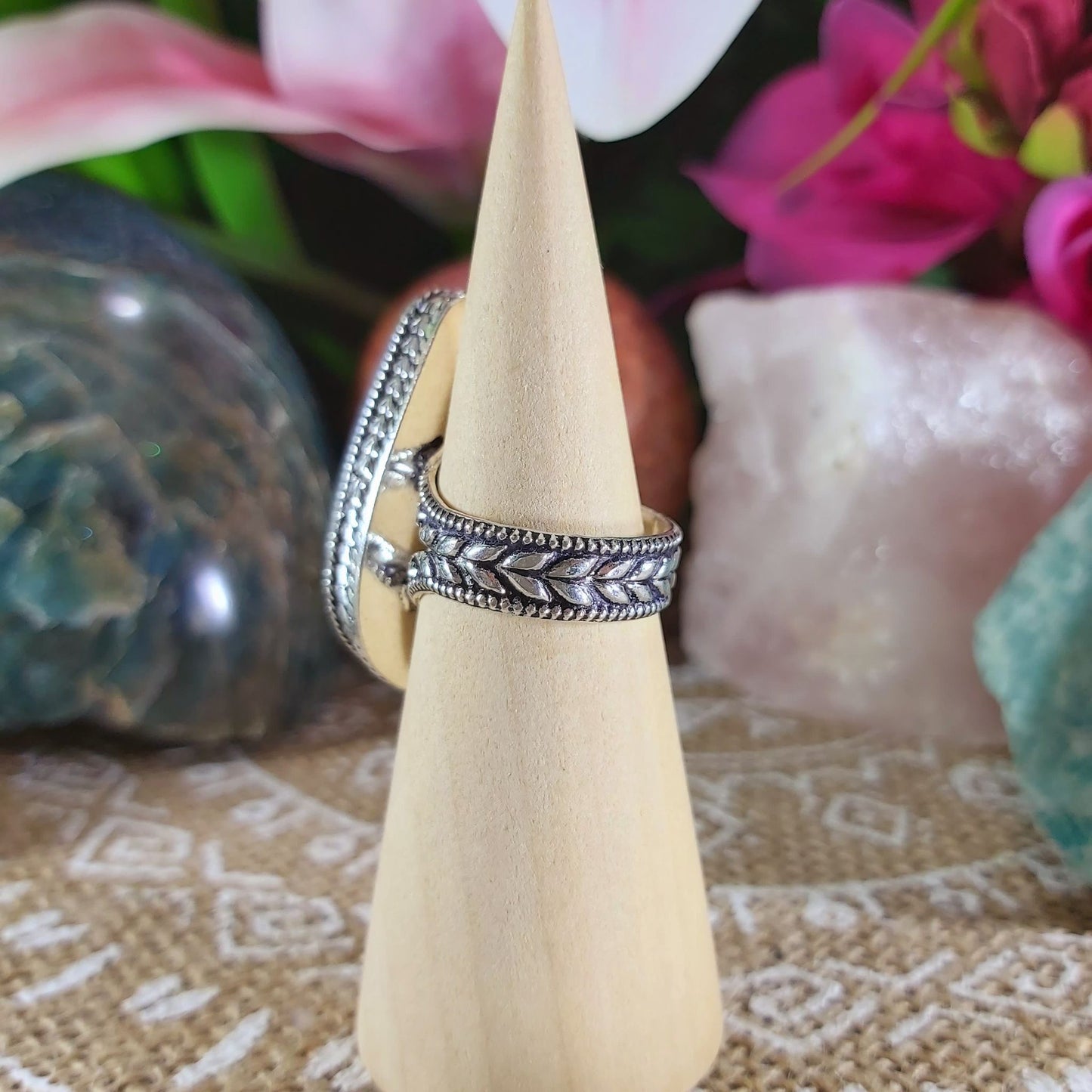 Angelite Inner Peace Gemstone Ring Size US 7 (E1135)