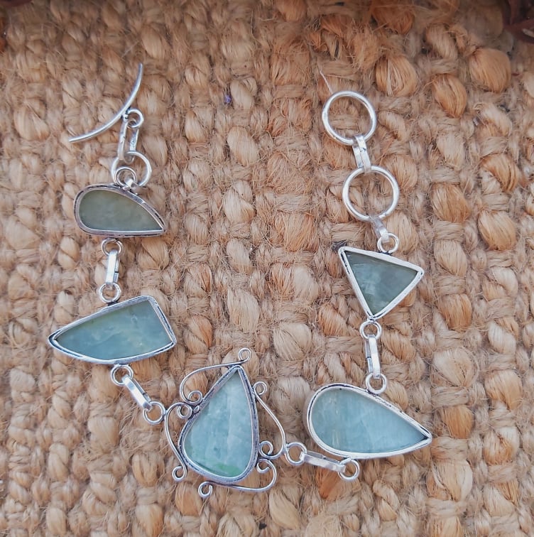 Aquamarine Stone of Courage Bracelet 20 cm (E1942)