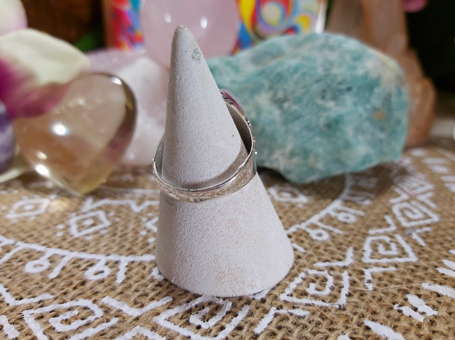 Rainbow Moonstone Ring Size US 8 (E448)