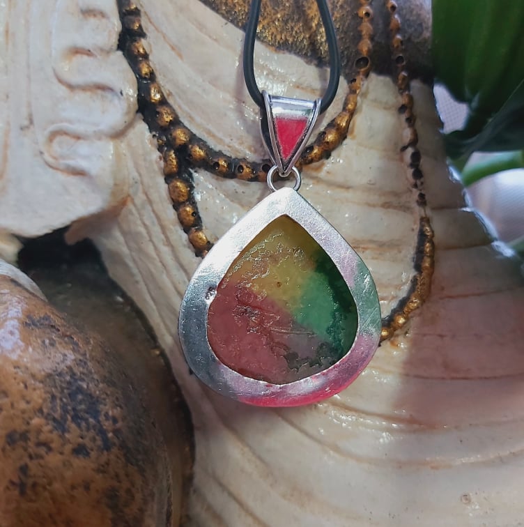 Rainbow Agate Grounding Gemstone Pendant (E2132)