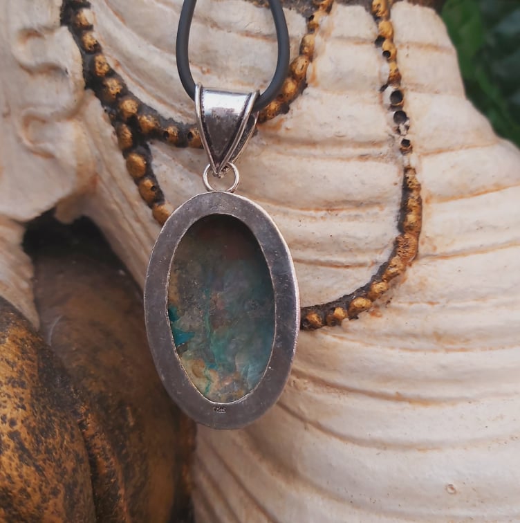 Chrysocolla Heart Chakra Gemstone Pendant (E2259)