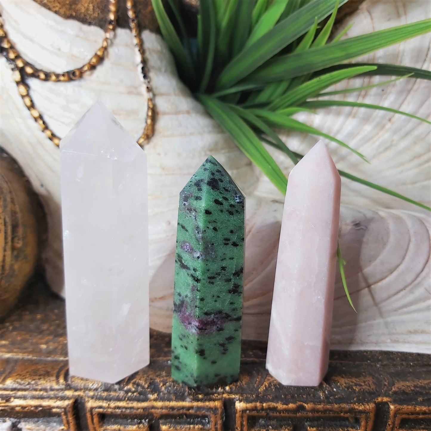 Pink Opal, Ruby Zoisite, & Rose Quartz Points 205 gms (GEM174)