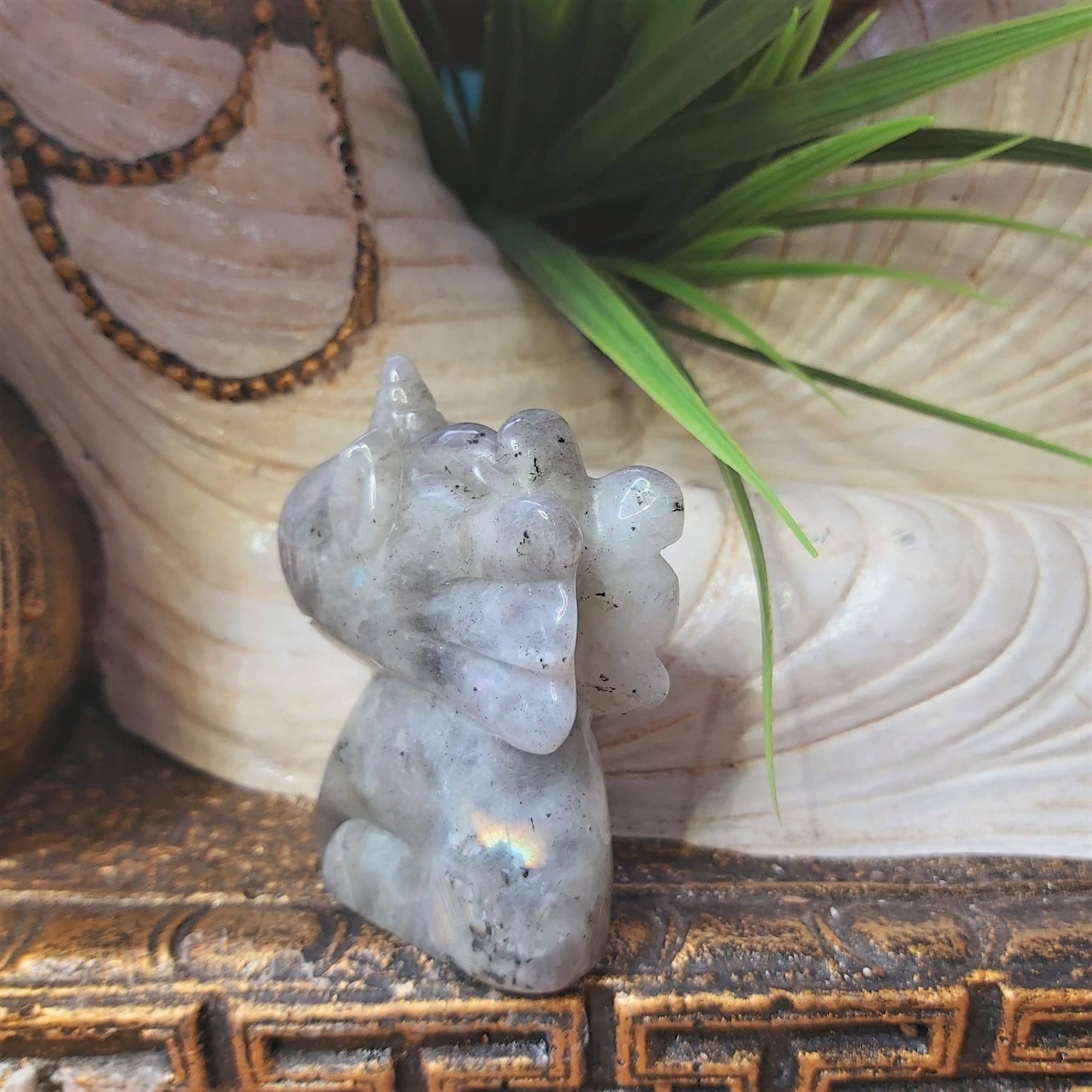 Hand Carved Labradorite Unicorn Gemstone 124 gms (GEM197)