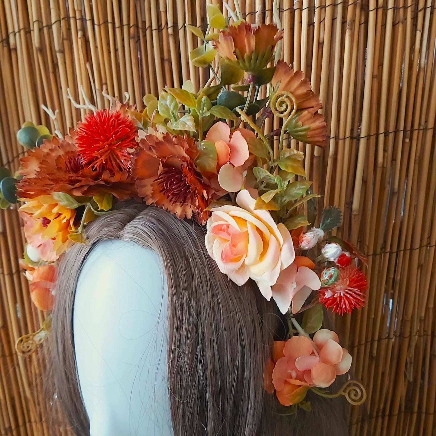 Luxury Handmade Orange Flower Headband/Headpiece