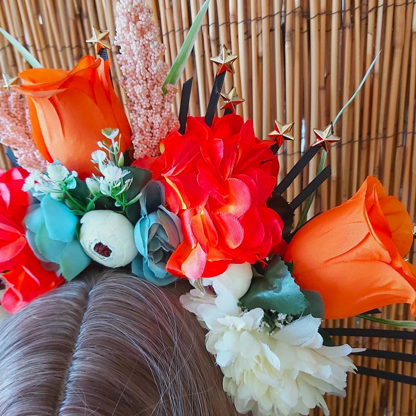 Luxury Handmade Orange Flower Headband/Headpiece
