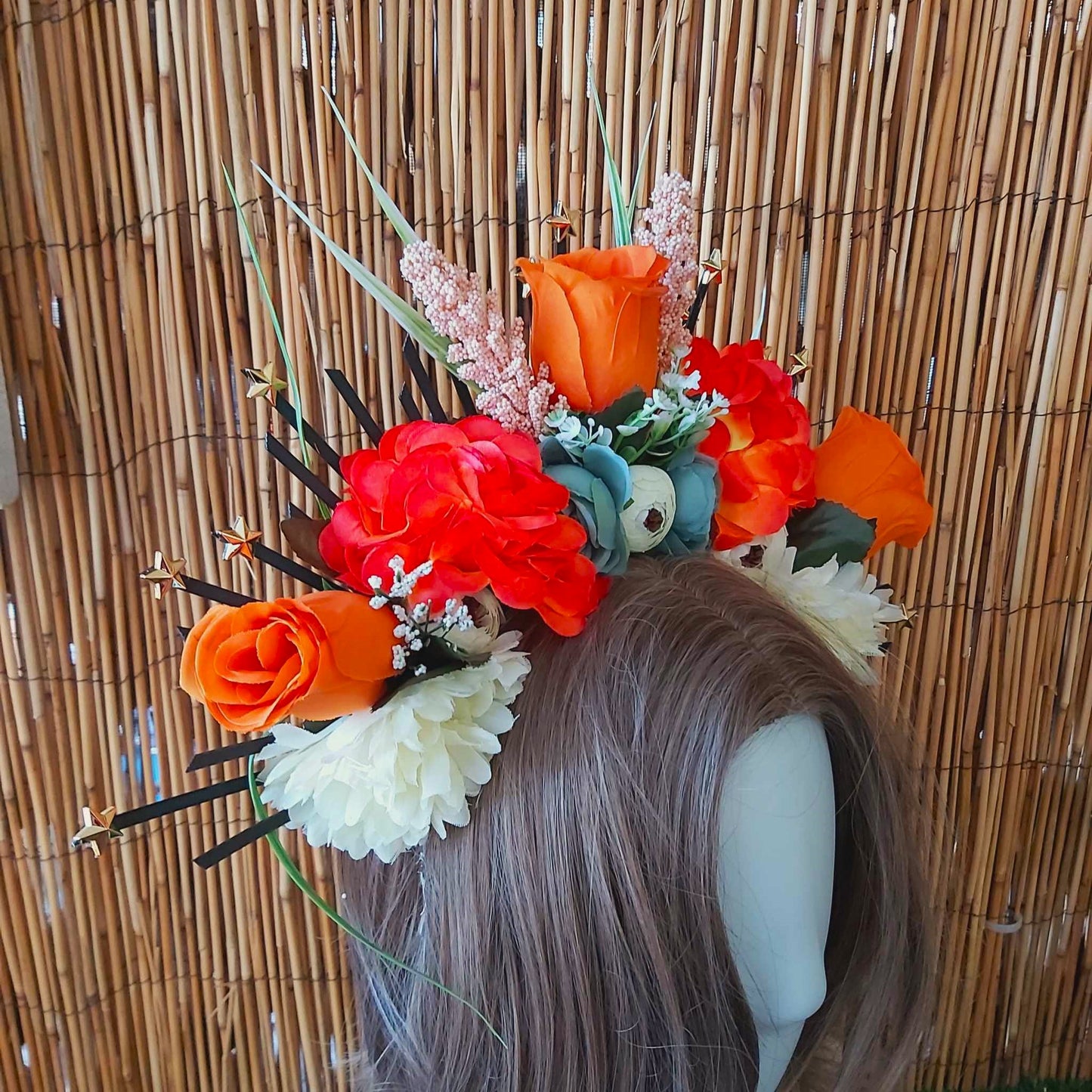Luxury Handmade Orange Flower Headband/Headpiece