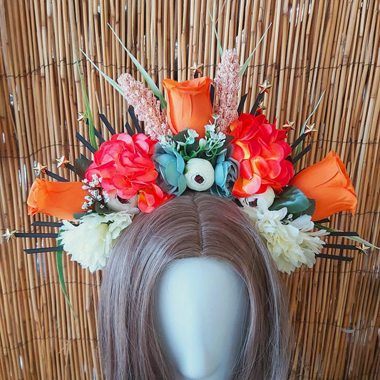 Luxury Handmade Orange Flower Headband/Headpiece