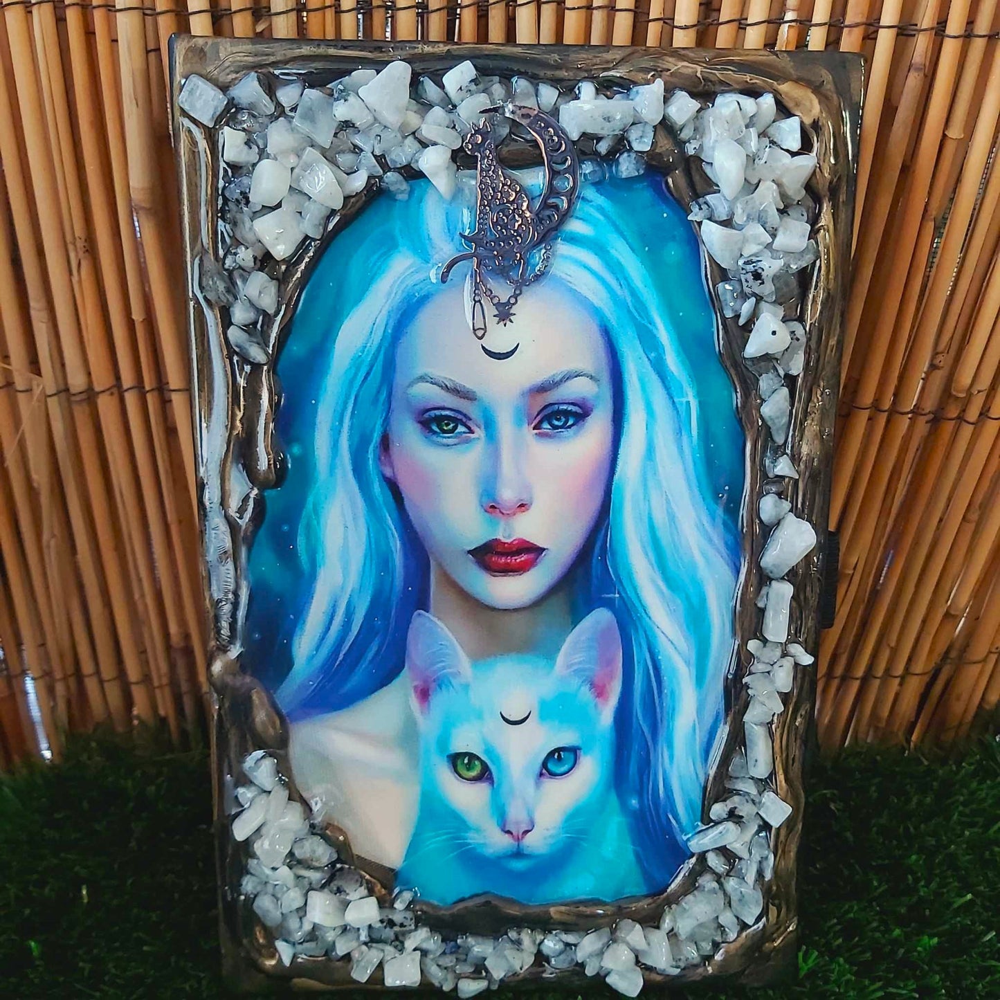 Handmade Crystal Journal Diary Notebook with Moonstone