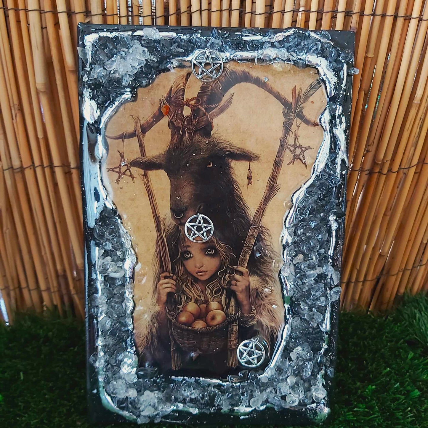 Handmade Crystal Journal Diary Notebook with Clear Quartz