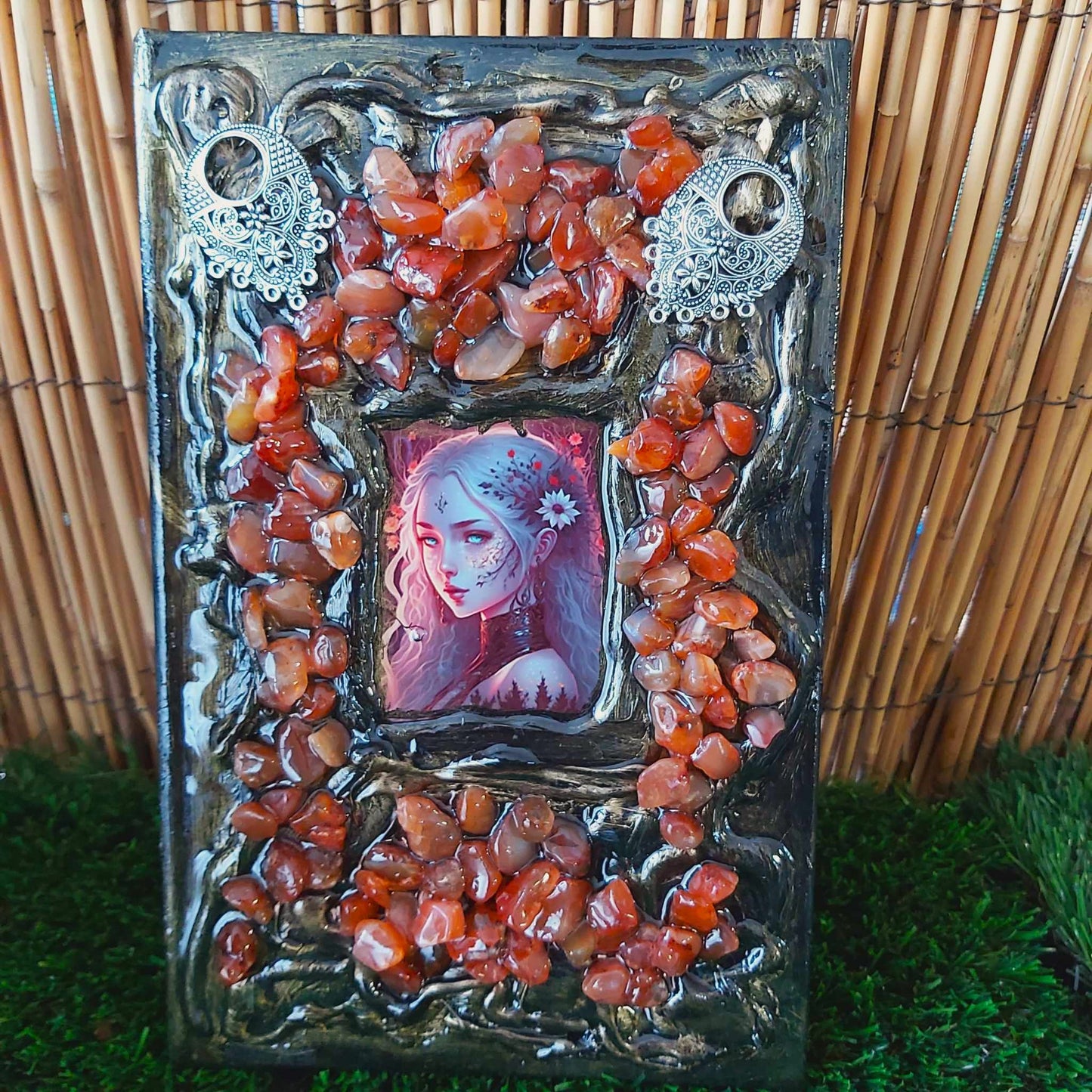 Handmade Crystal Journal Diary Notebook with Carnelian