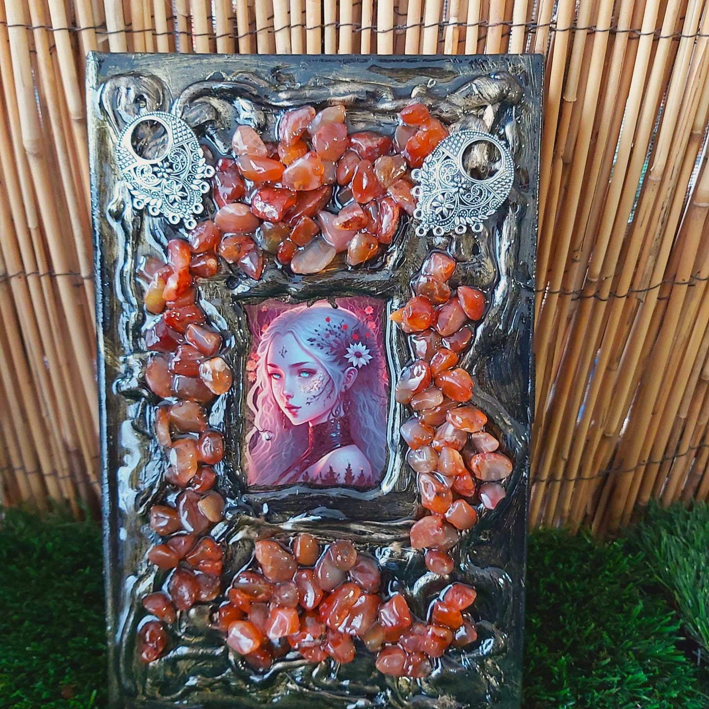 Handmade Crystal Journal Diary Notebook with Carnelian