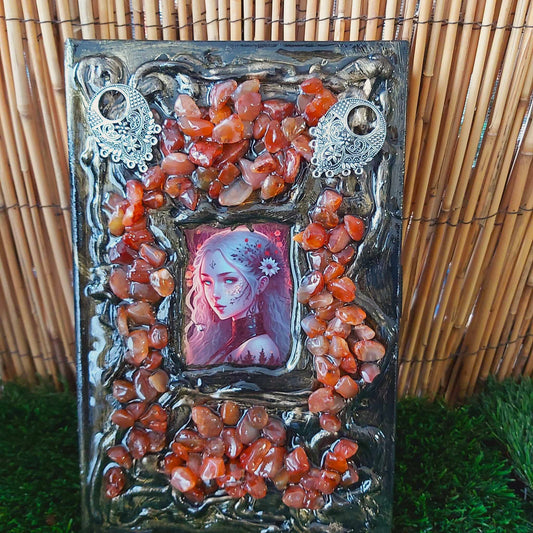 Handmade Crystal Journal Diary Notebook with Carnelian