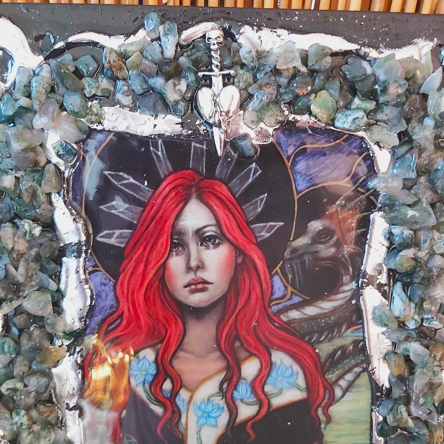 A4 Handmade Crystal Journal Diary Notebook with Moss Agate