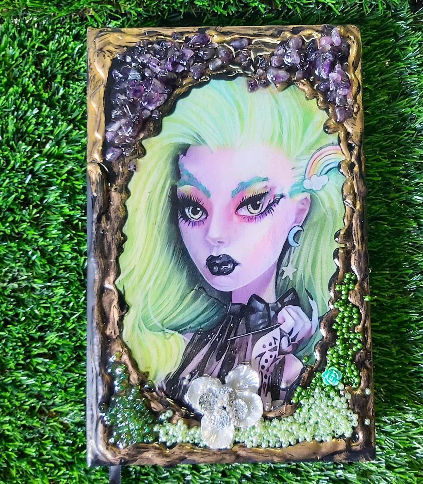 Handmade Amethyst Gemstone Journal Diary Notebook