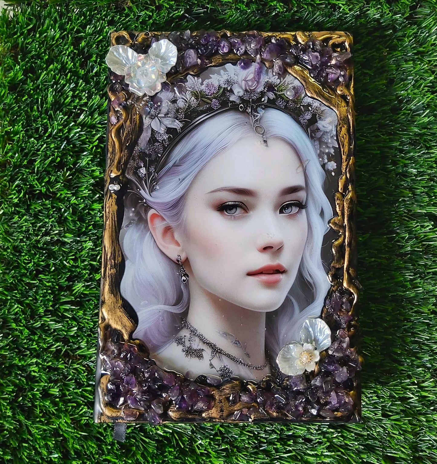 Handmade Amethyst Gemstone Journal Diary Notebook