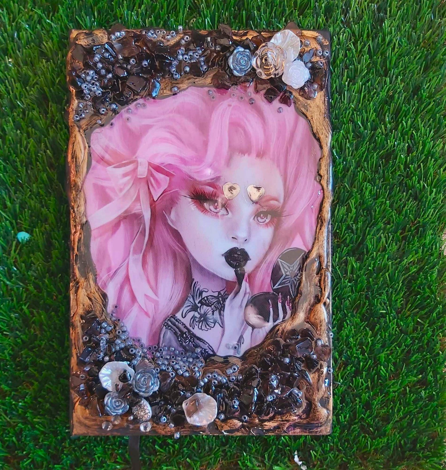 Handmade Gemstone Journal Diary Notebook with Smokey Quartz