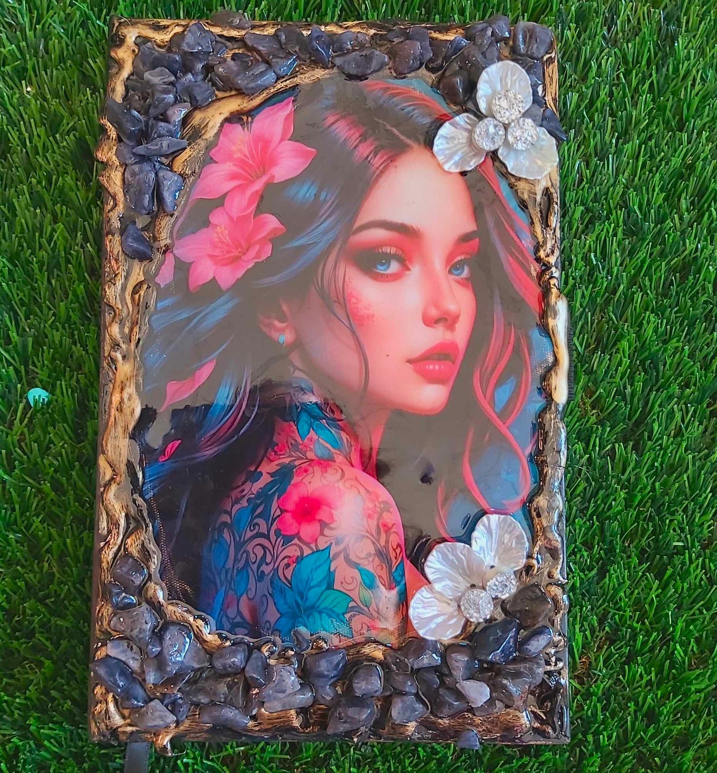 Handmade Gemstone Journal Diary Notebook with Blue Aventurine