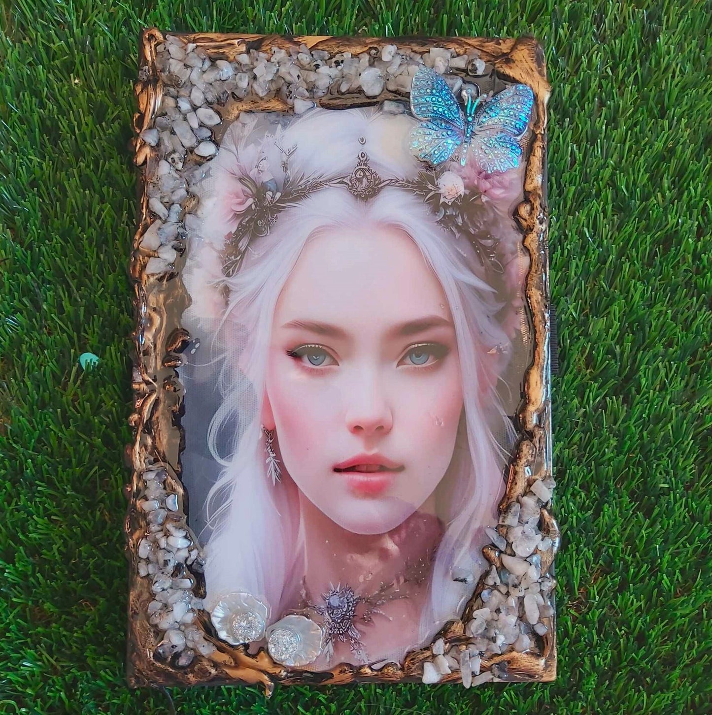 Handmade Gemstone Journal Diary Notebook with Moonstone