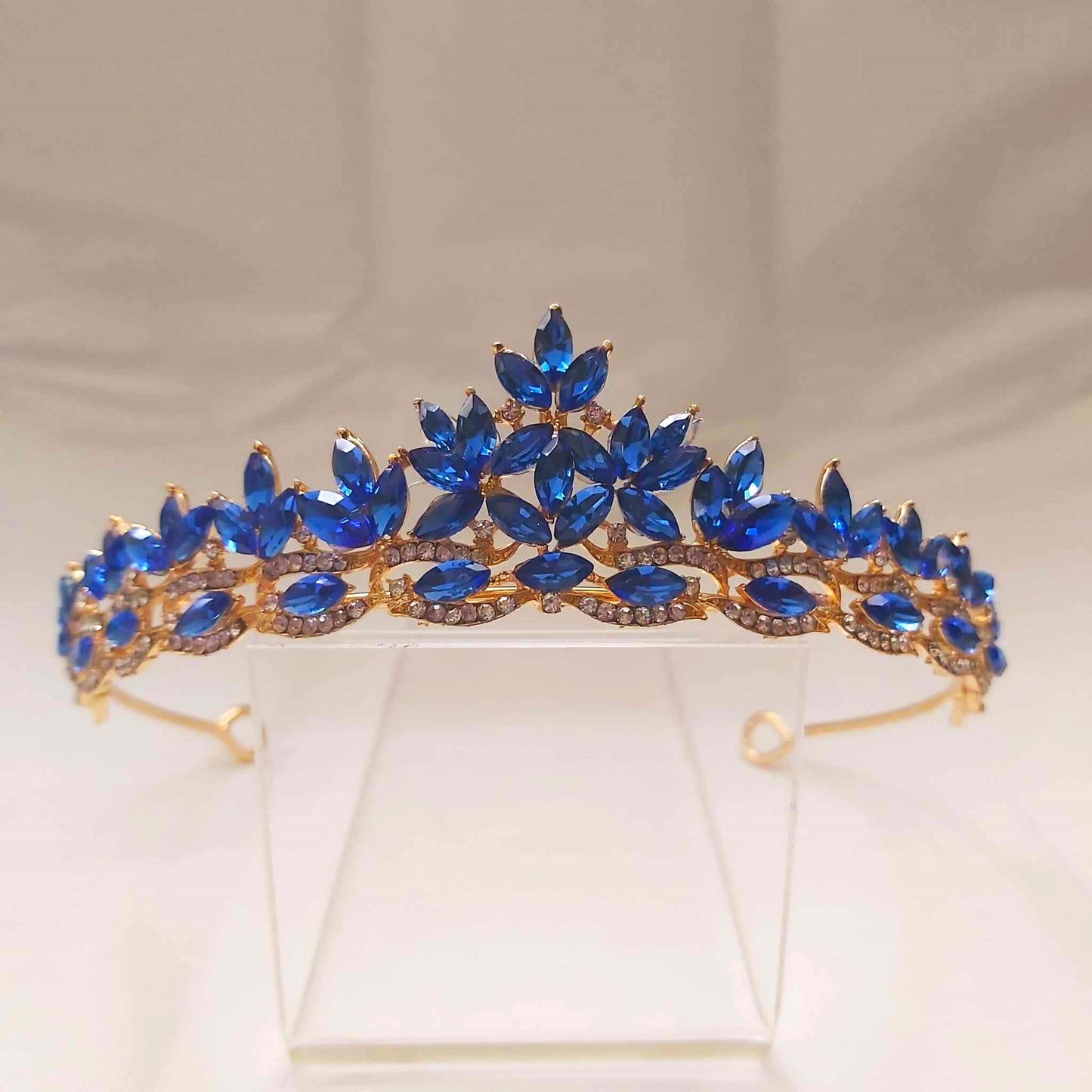 Blue Rhinestones Crown Tiara Baroque (CR21)