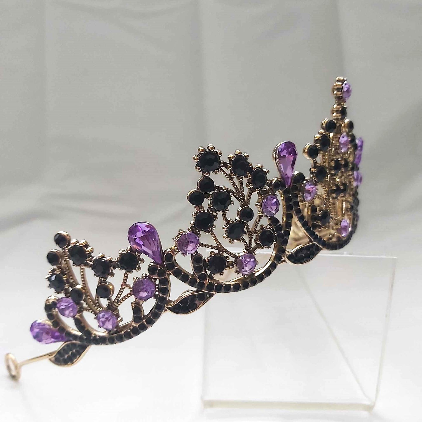 Purple Rhinestones Crown Tiara Baroque (CR24)