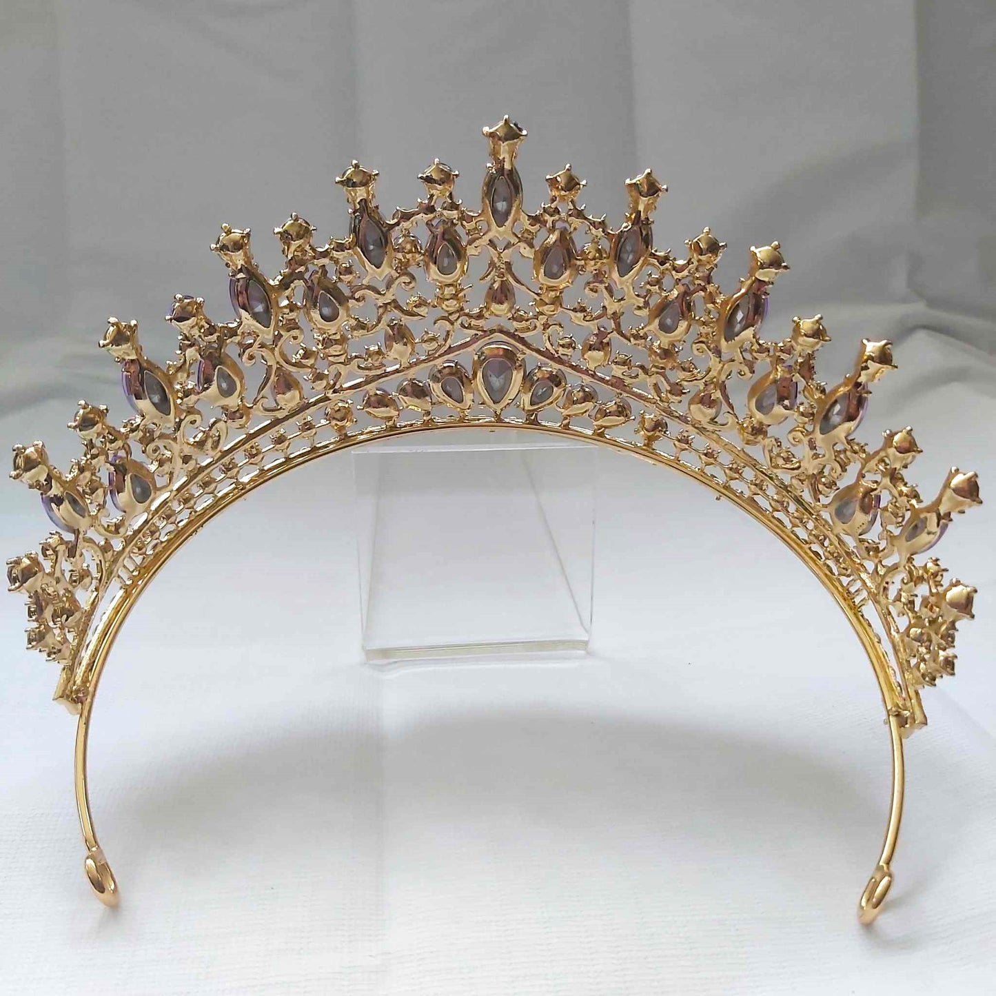 Purple Rhinestones Crown Tiara Baroque (CR25)