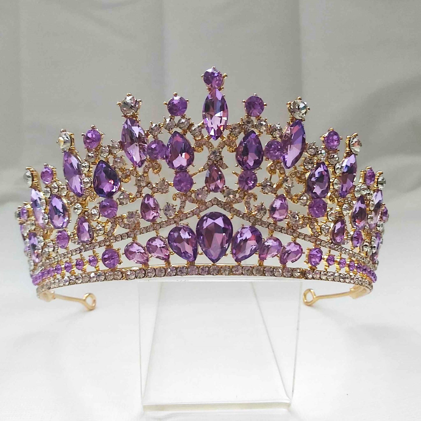Purple Rhinestones Crown Tiara Baroque (CR25)