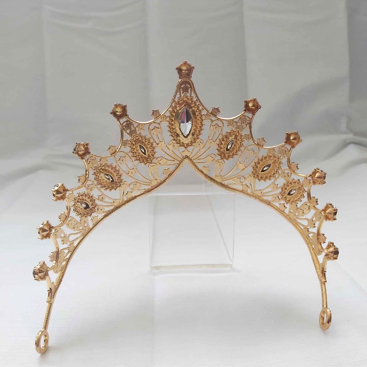 Green Rhinestones Crown Tiara Baroque (CR31)
