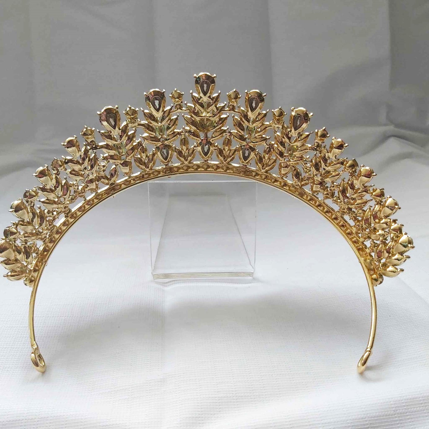 Green Rhinestones Crown Tiara Baroque (CR38)