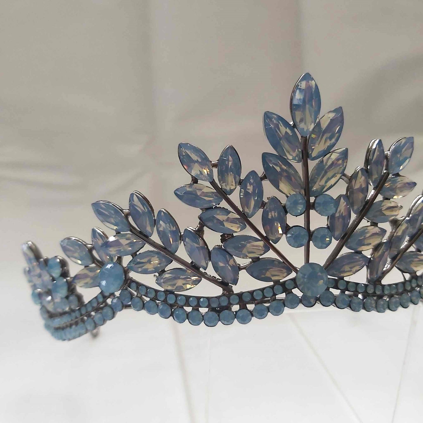 Blue Rhinestones Crown Tiara Baroque (CR42)
