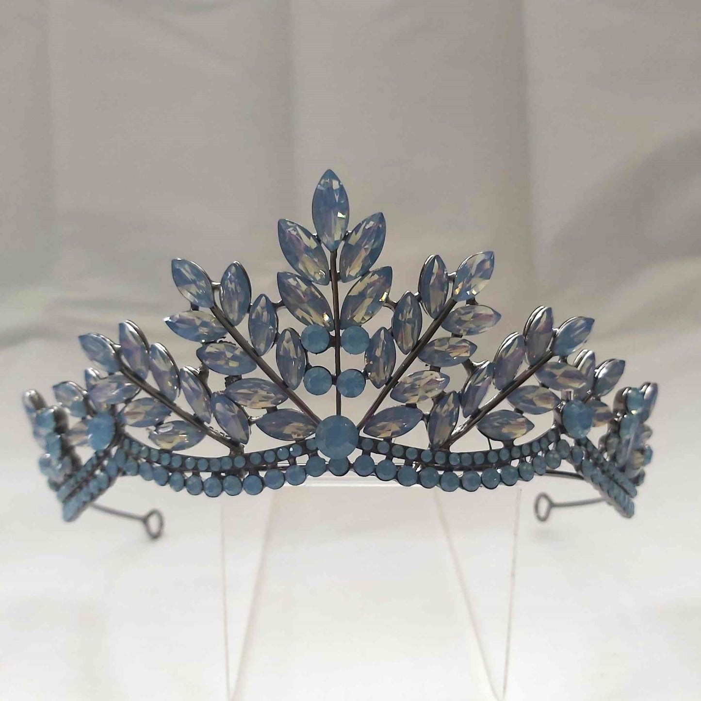 Blue Rhinestones Crown Tiara Baroque (CR42)
