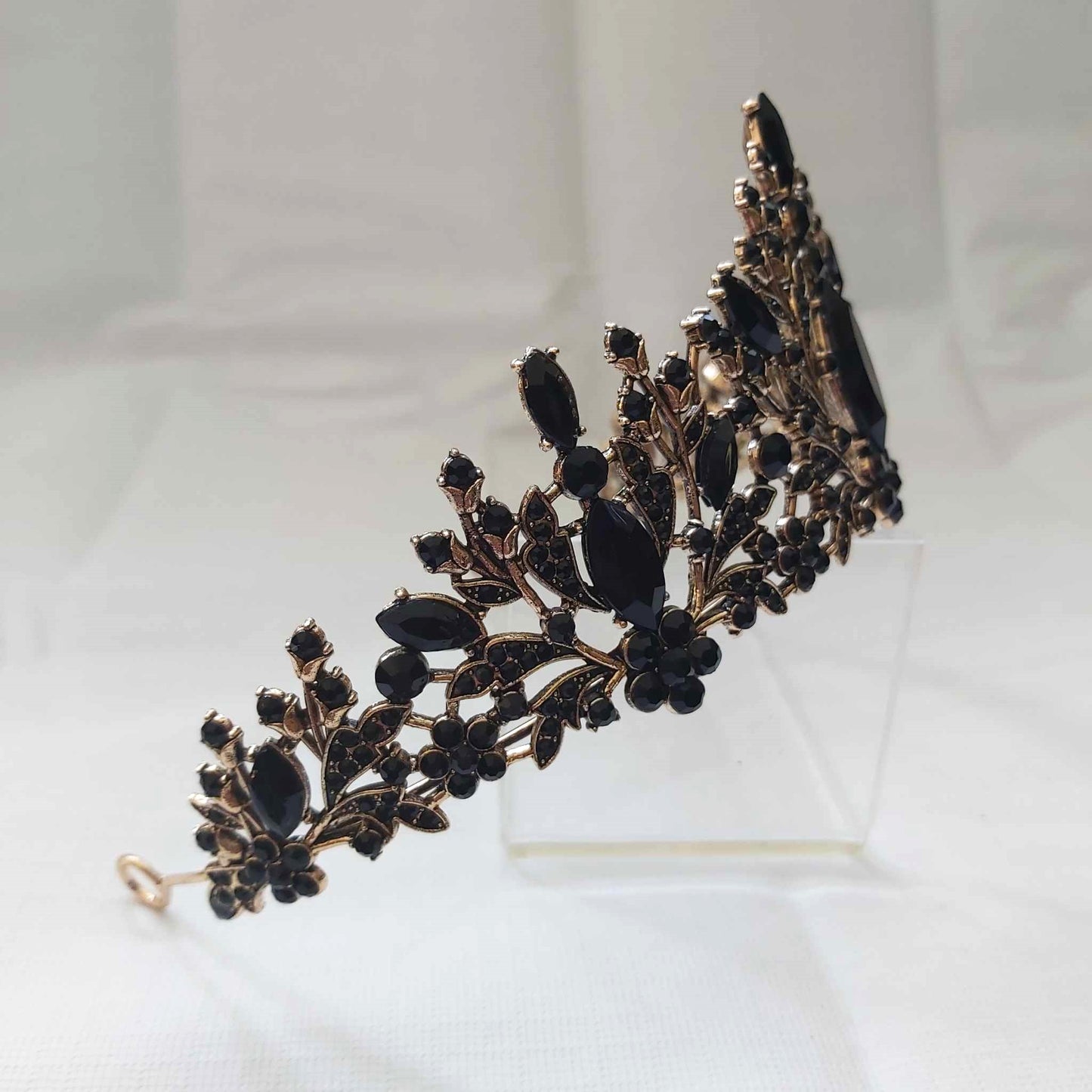 Black Rhinestones Crown Tiara Baroque (CR47)