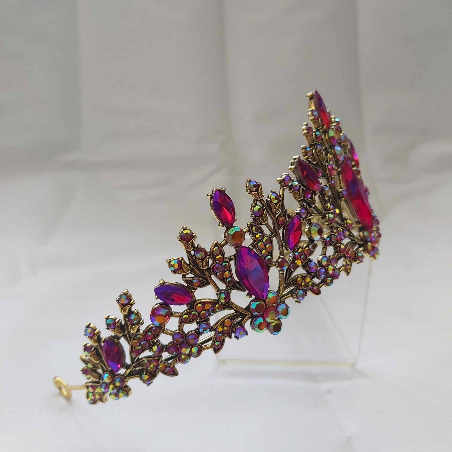 Pink Rhinestones Crown Tiara Baroque (CR51)