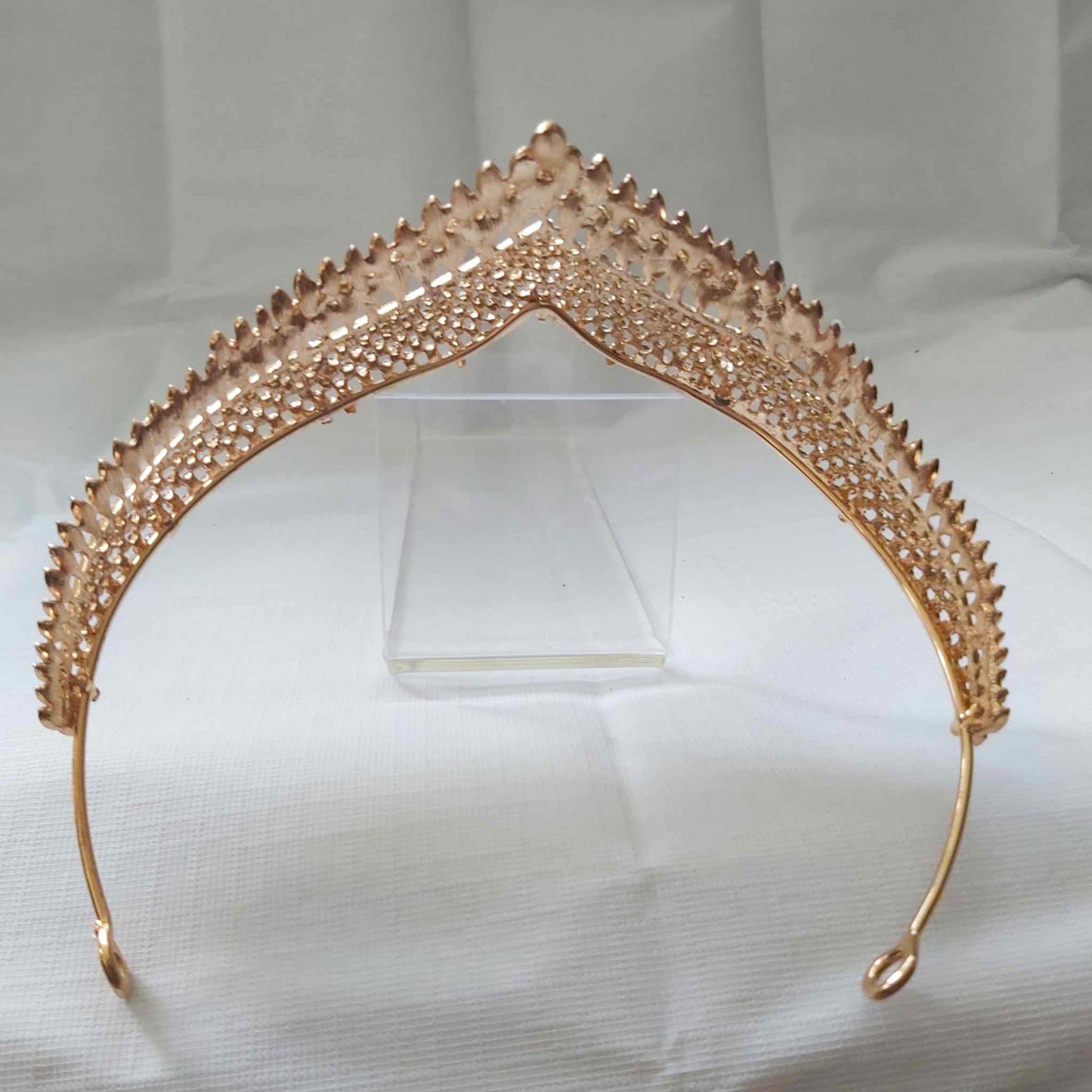 Gold Rhinestones Crown Tiara Baroque (CR52)
