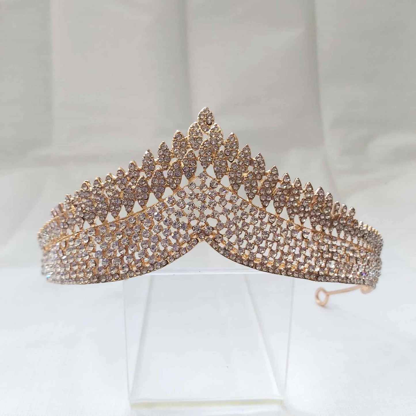 Gold Rhinestones Crown Tiara Baroque (CR52)