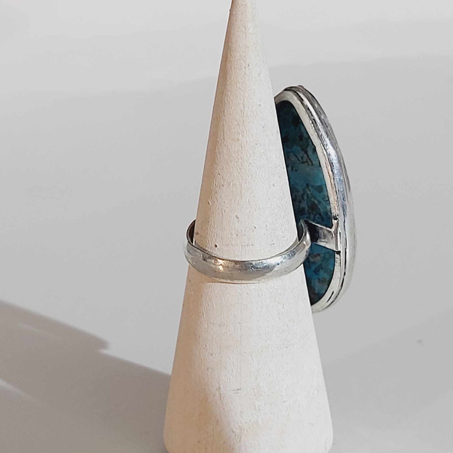 Mexican Laguna Agate Gemstone Ring US 9 (E1617)